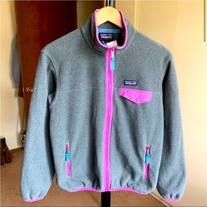 Patagonia Fleece Synchilla Full Zip Sweater Jacket Gray Pink Women’s Sma…